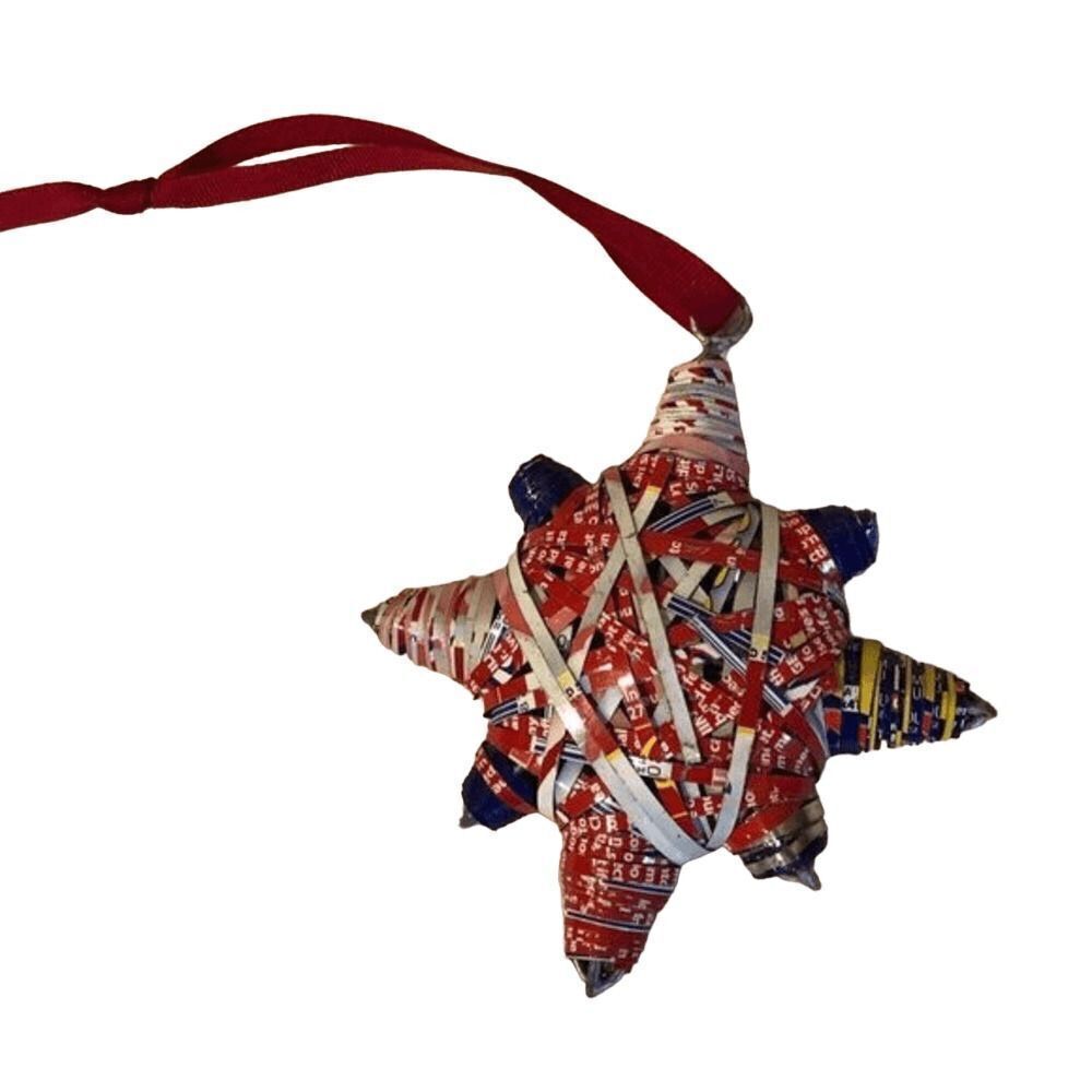 Vintage Christmas Holiday Ornament UpCycled Repurposed tin metal 3D Artsy star